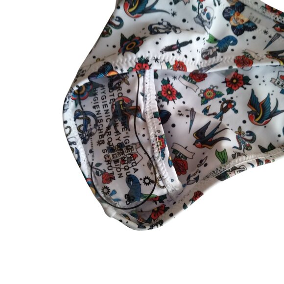 Jimmi Swim Women's Small Bikini Set Cover Up/Scrunchies Skulls Birds Roses NEW - Picture 5 of 12